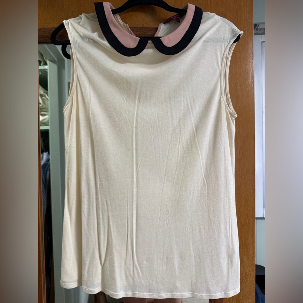Ted Baker Cream Top with Black Collar